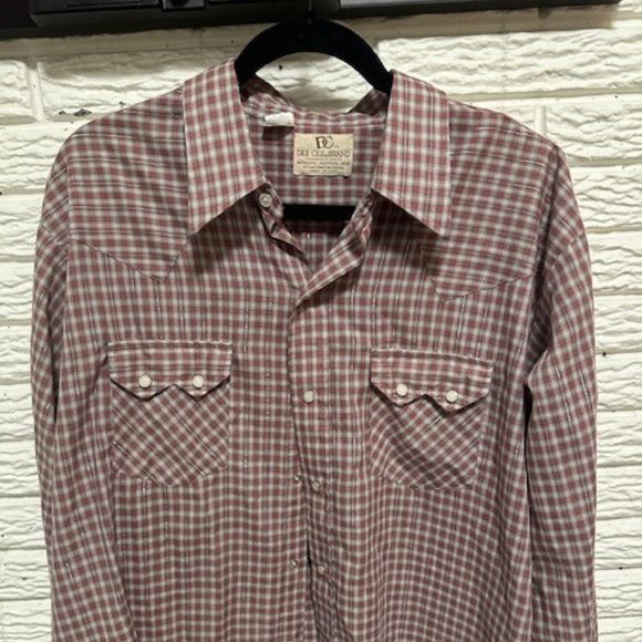 Chemise Western Vintage DEE CEE - Col 15", Manches 18", Perles Snaps, Occasion Très Bon état